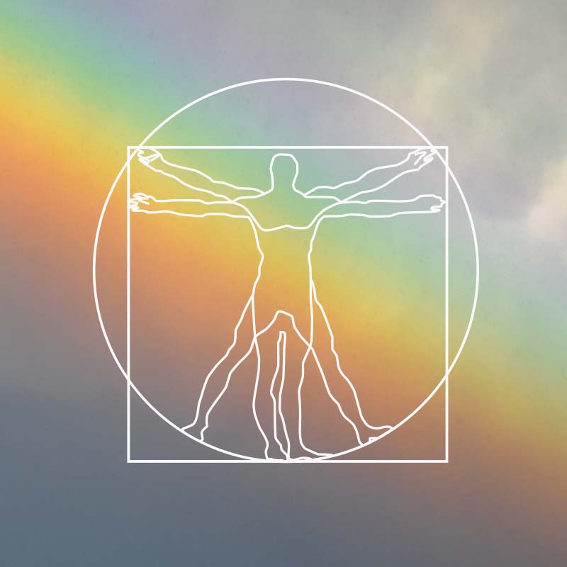 Mensch vor Farben der Chakren